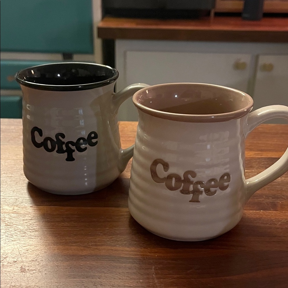 Set of Two Ceramic Coffee Mugs - Black and Brown
